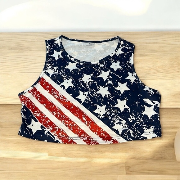 Patriotic Star and Stripe Women's Crop Top – XL – Bold & Stylish  NWOT - Picture 2 of 4